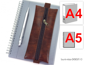 Mäppchen mit Gummiband, A5 Skizzenbuch Kalender, Kunstleder braun vintage antik look, by BuntMixxDESIGN